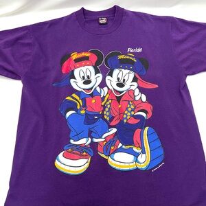 Vintage Mickey Minnie Disney T-shirt Hip Hop Tee 90s XL Single Stitch Oversized